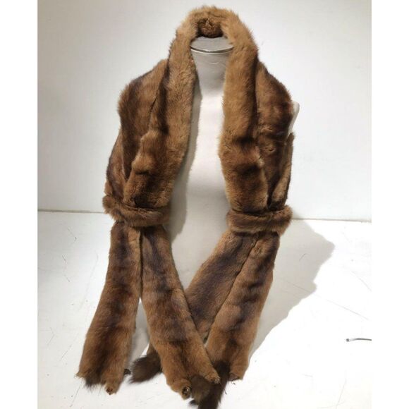 Jackets & Blazers - VINTAGE MINK PELT FUR 7 FULL-BODIED BROWN STOLE L-6' 5" X W-4" - WOMENS CLOTHING